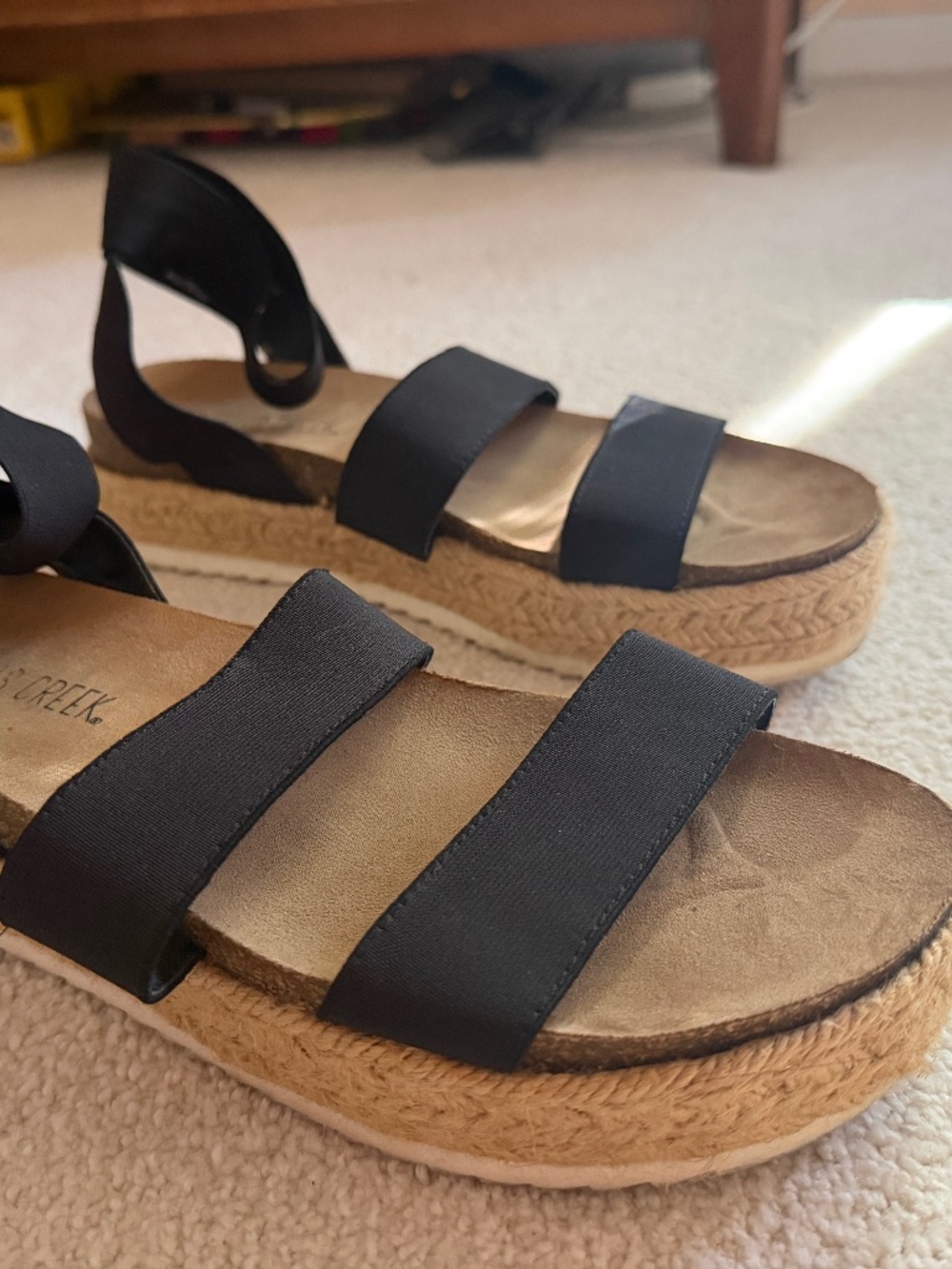 Black Strappy Platform Sandals, Falls Creek, Size 9